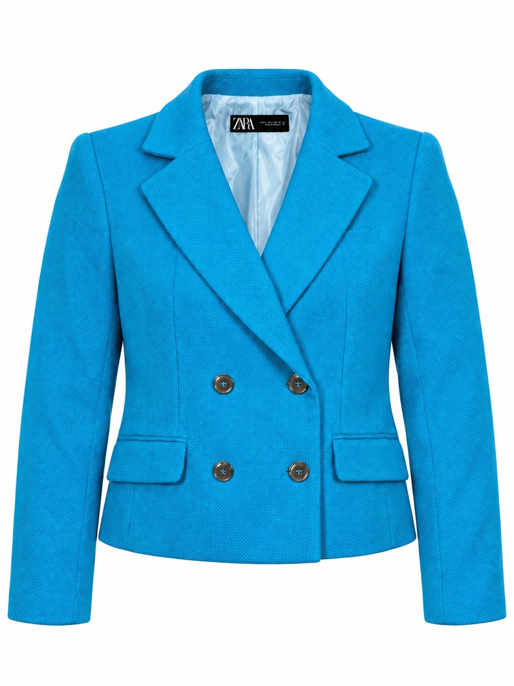 ZARA Turquoise Double-Breasted Women's Blazer
